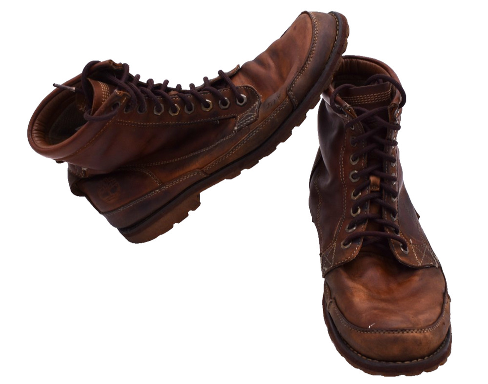 TIMBERLAND Earthkeepers Brown Leather Lace Up 6" Boots - Moc Toe - Mens 10.5